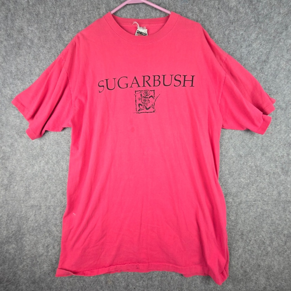 Oneita Sugarbush T-Shirt Mens XL Pink Relaxed Fit Vintage 90s Ski Graphic USA